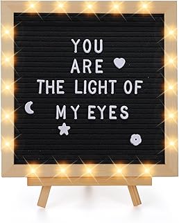 Changeable Felt Letter Board with LED Lights, 10x10"