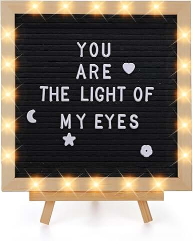 Changeable Felt Letter Board with LED Lights, 10x10"