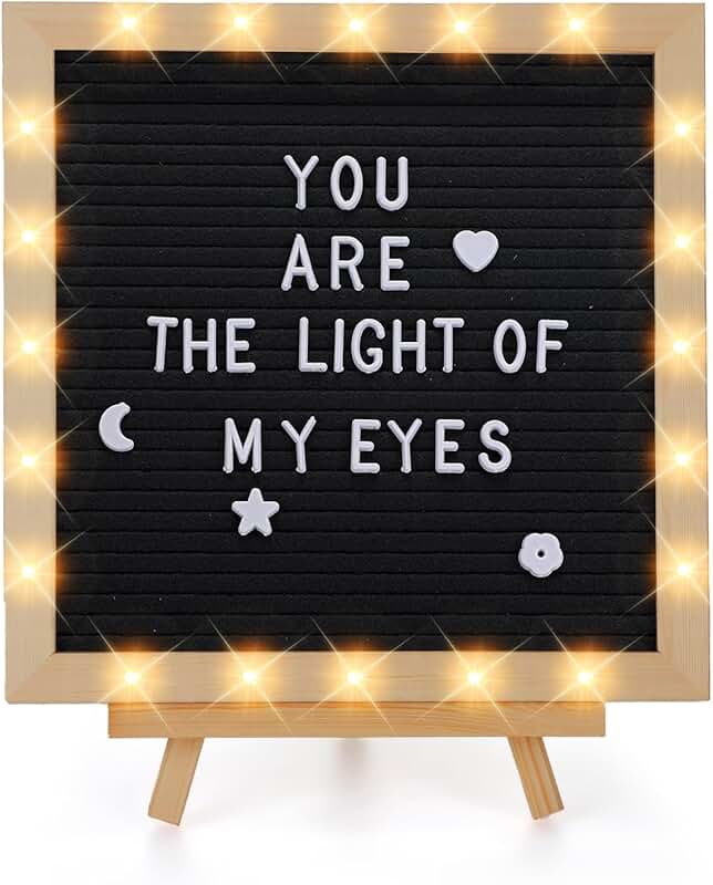 Changeable Felt Letter Board with LED Lights, 10x10"