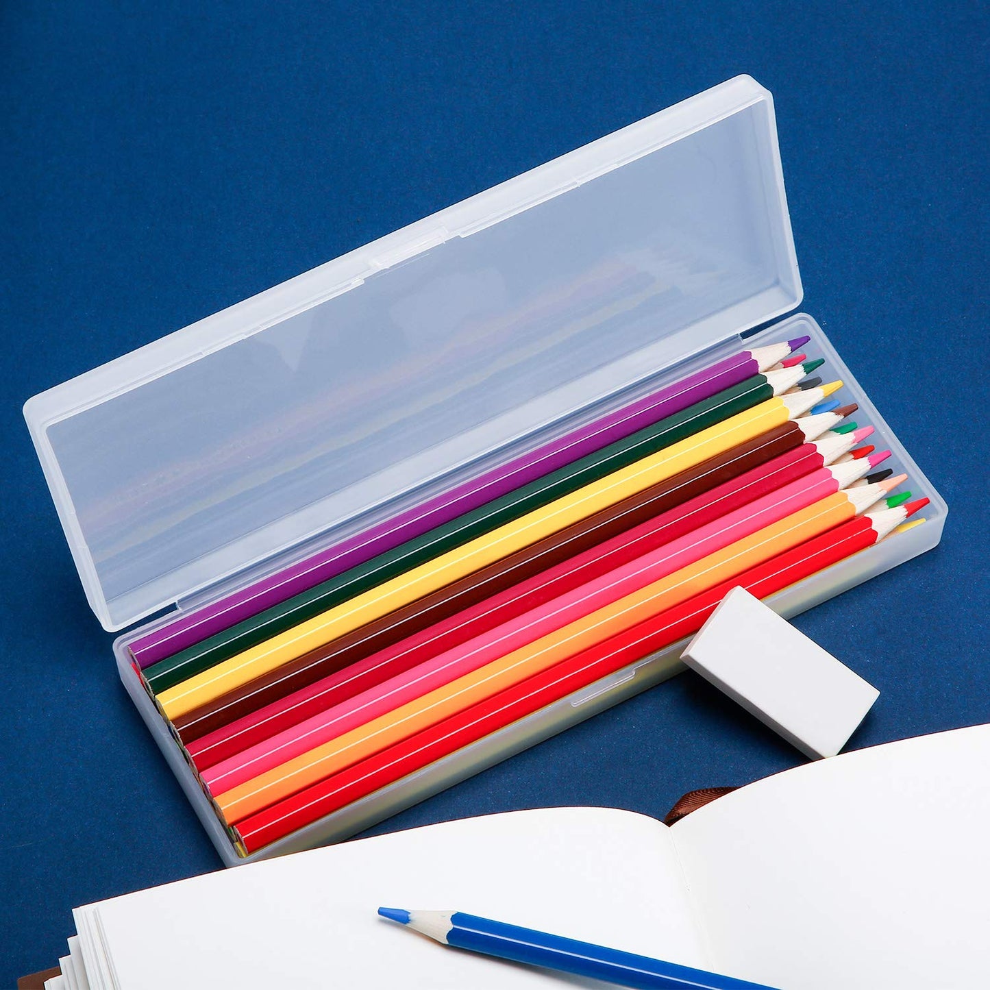 4-Piece Plastic Pencil and Stationery Case Set