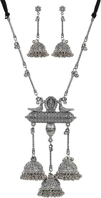 Ethnic Handmade Silver Oxidized Boho Necklace for Women
