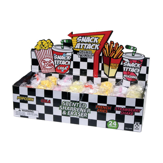 Snack Attack Scented Pencil Sharpener and Eraser Set