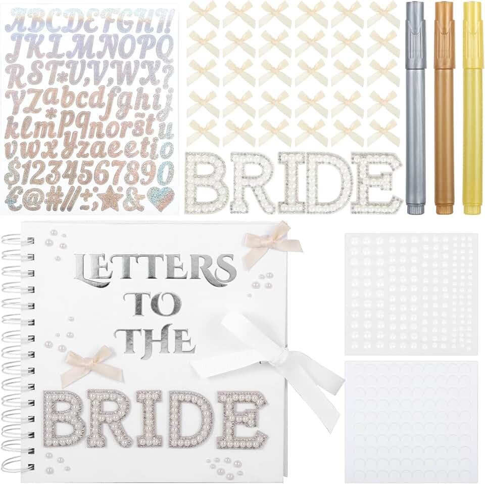 8-inch DIY Bride Letter Scrapbook with Stickers and Bows