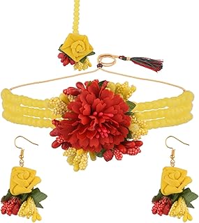 Indian Floral Beaded Pearl Jewelry Set for Women