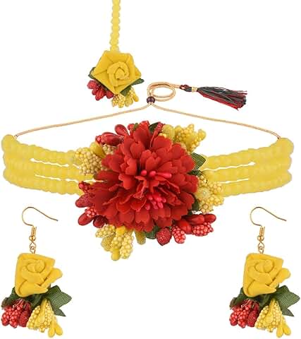 Indian Floral Beaded Pearl Jewelry Set for Women