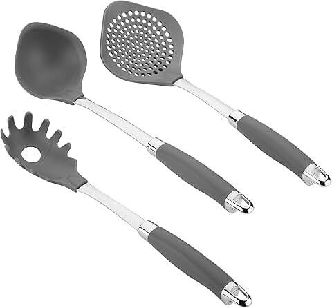 3-Piece Graphite Gray Kitchen Pasta Cooking Tools Set