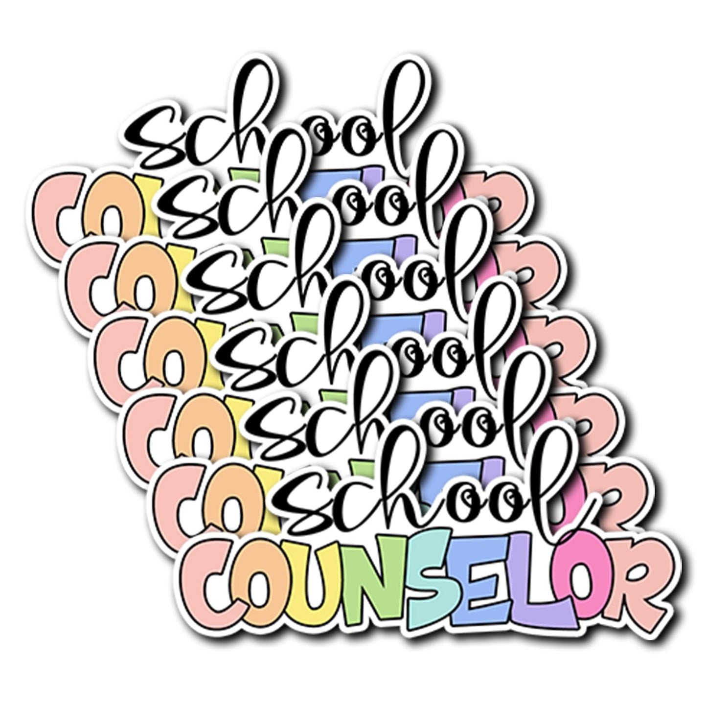 Set of 6 Colorful Waterproof Vinyl Counselor Stickers