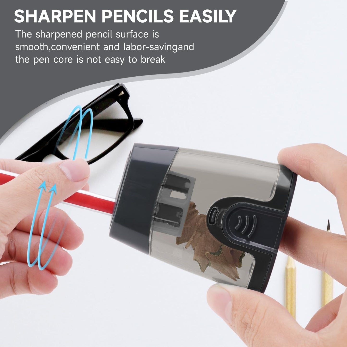 Manual Pencil Sharpener with Two Holes, Pack of 2