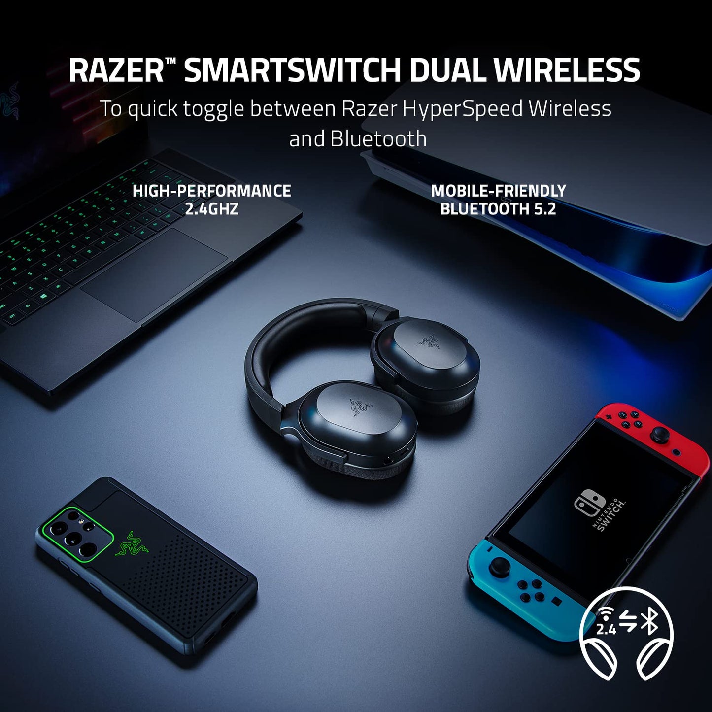 Barracuda X Wireless Gaming & Mobile Headset (PC, Playstation, Switch, Android, iOS): 2022 Model - 2.4GHz Wireless + Bluetooth - Lightweight 250g - 40mm Drivers - 50 Hour Battery - Black
