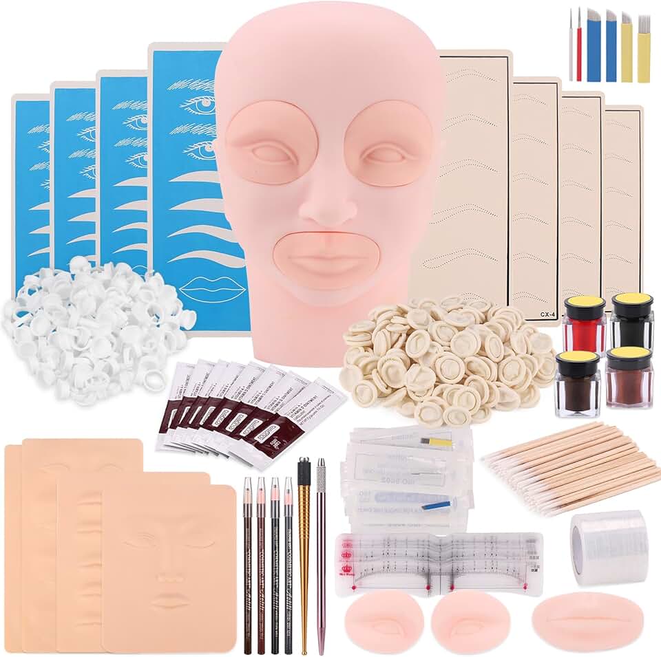 Microblading Practice Kit with Skin, Pen, Ink, and Head