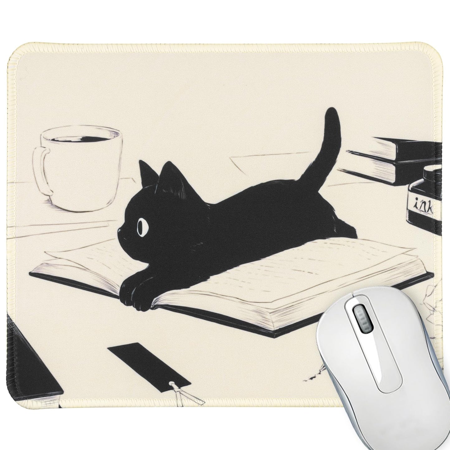 Cute Square Mouse Pad for Wireless Mouse with Non-Slip Base