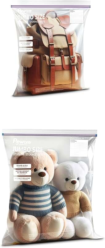 Large Double Zipper Storage Bags, 45 Pack