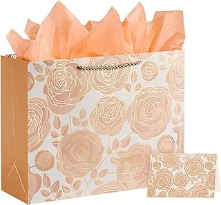 Large Rose Gold Gift Bag with Tissue and Card