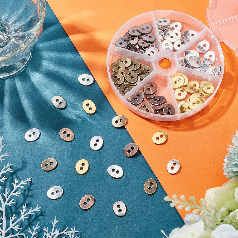 120 pcs oval alloy buttons for jewelry making in 6 colors