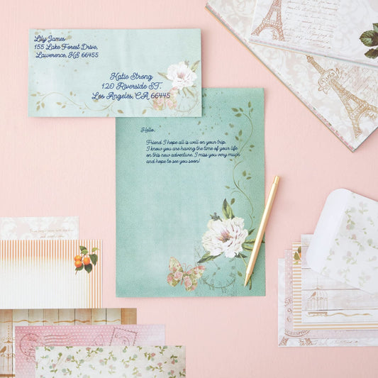 Vintage Gold Stationery Set with 60 Sheets and 30 Envelopes