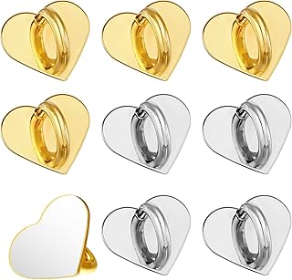 Set of 8 Heart-Shaped Metal Phone Grip Rings