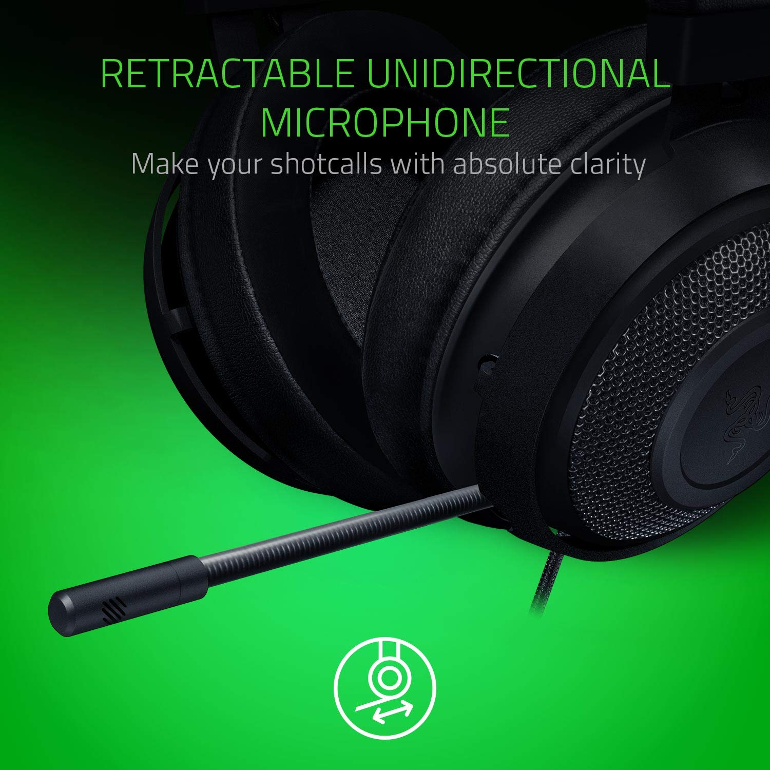 Kraken Gaming Headset: Lightweight Aluminum Frame - Retractable Noise Isolating Microphone - For PC, PS4, PS5, Switch, Xbox One, Xbox Series X & S, Mobile - 3.5 mm Headphone Jack - Classic Black