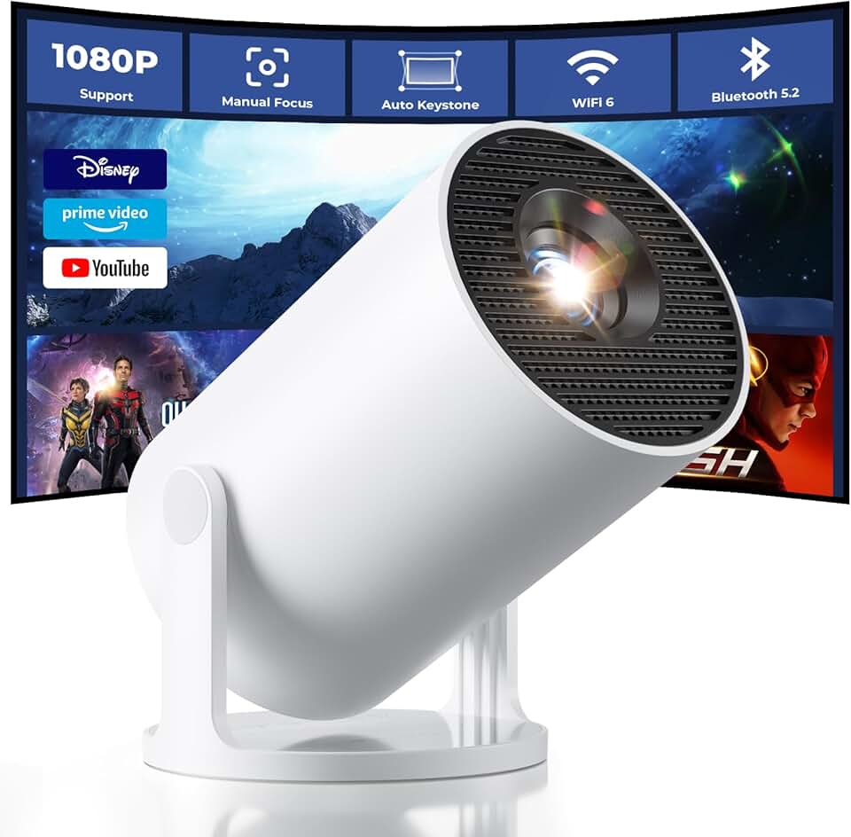Mini Portable Projector with WiFi, Bluetooth, and 180° Rotation