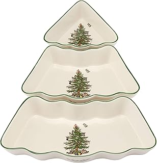 Christmas Tree Ceramic Dip Bowl Set, 3 Pieces