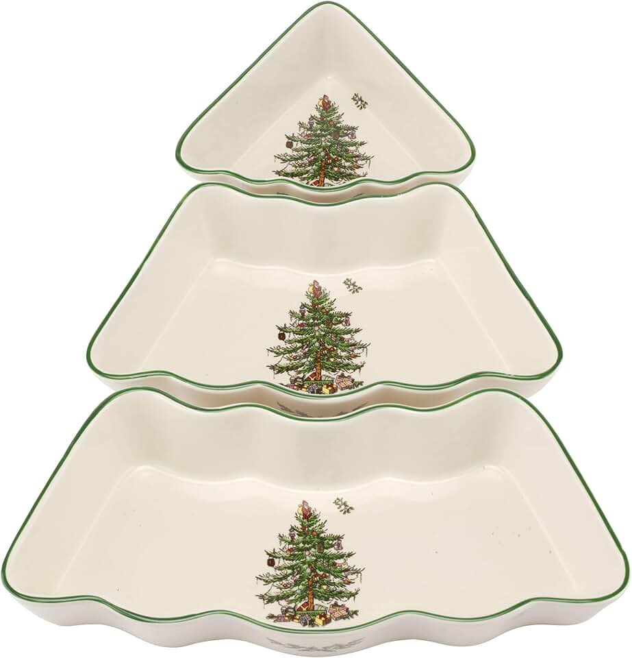 Christmas Tree Ceramic Dip Bowl Set, 3 Pieces