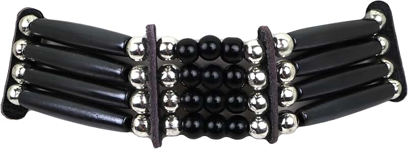 Unisex 4-Row Bone Choker Necklace with Hairpipe Beads