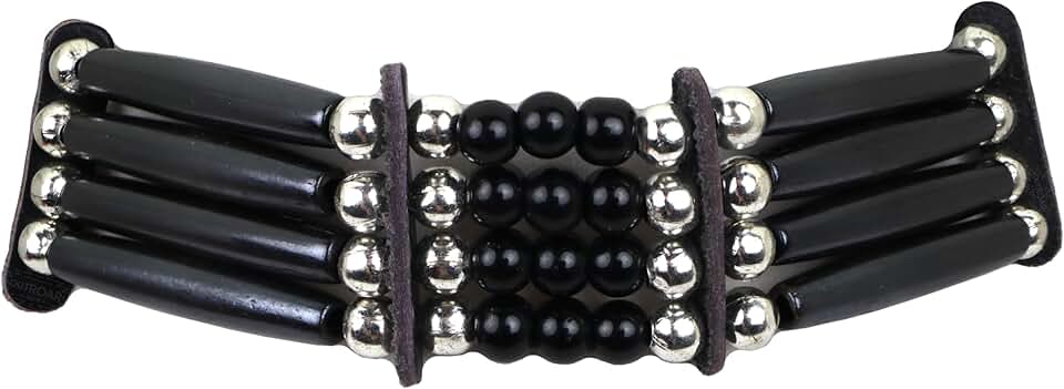 Unisex 4-Row Bone Choker Necklace with Hairpipe Beads