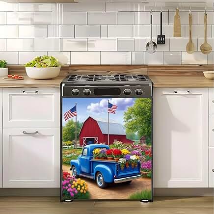 Blue Farmhouse Flower Magnet Cover for Refrigerator