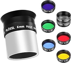 6-Piece 1.25-Inch Telescope Eyepiece Filter Set with 6mm Plossl