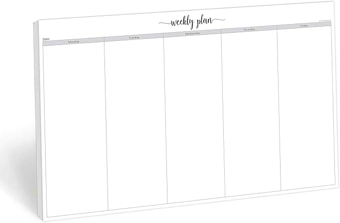 Weekday Planning Notepad, 50 Sheets, 11x17