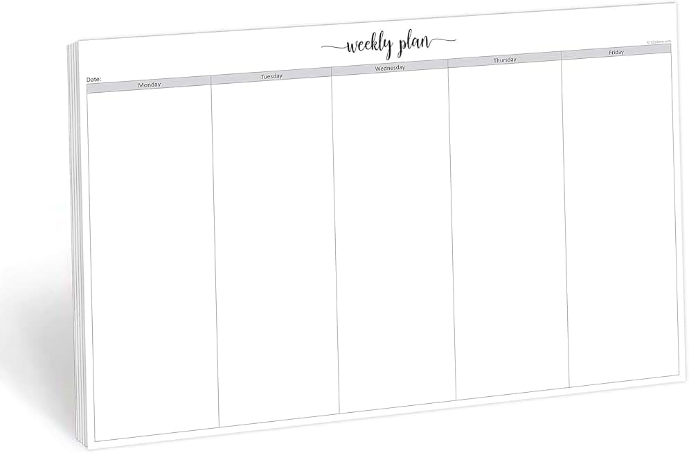 Weekday Planning Notepad, 50 Sheets, 11x17