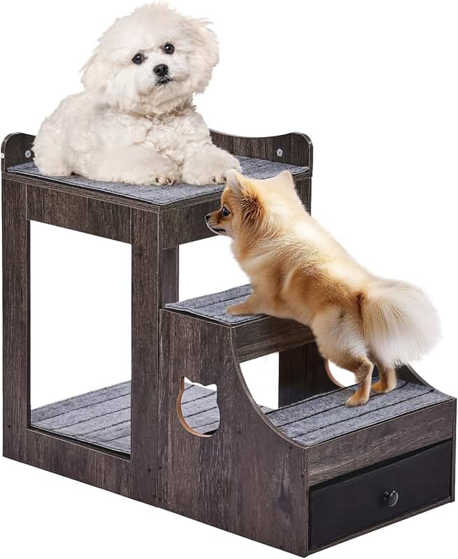 Pet Bunk Bed with Stairs and Window Perch