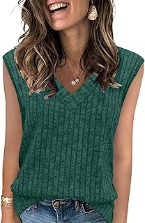 Women's V-Neck Sleeveless Sweater Tank Top for Spring and Summer