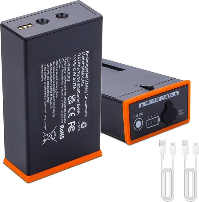 Two Rechargeable Lithium-Ion Batteries with Type-C Cable