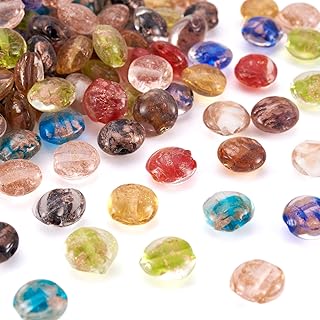 200pcs Flat Round Glass Beads for Jewelry Making