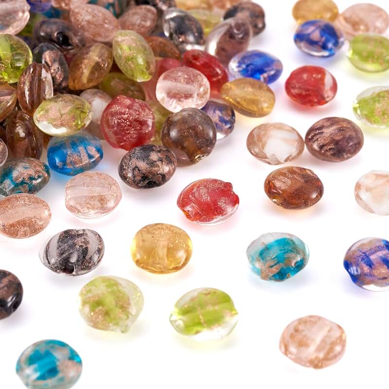 200pcs Flat Round Glass Beads for Jewelry Making