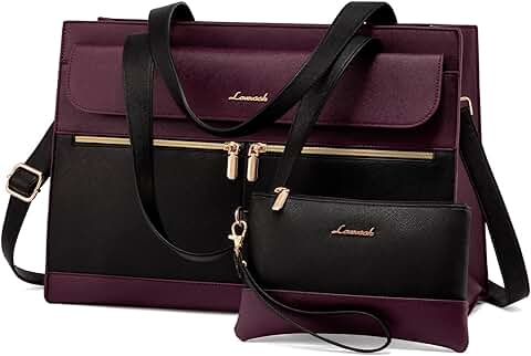 Large Capacity 15.6 Inch Leather Laptop Bag for Women