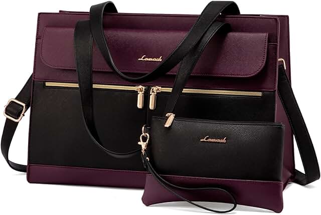 Large Capacity 15.6 Inch Leather Laptop Bag for Women
