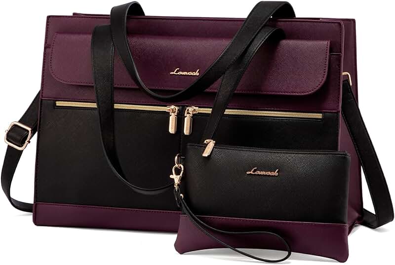 Large Capacity 15.6 Inch Leather Laptop Bag for Women