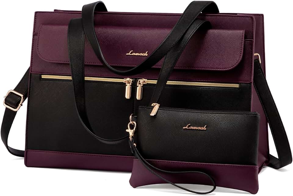 Large Capacity 15.6 Inch Leather Laptop Bag for Women
