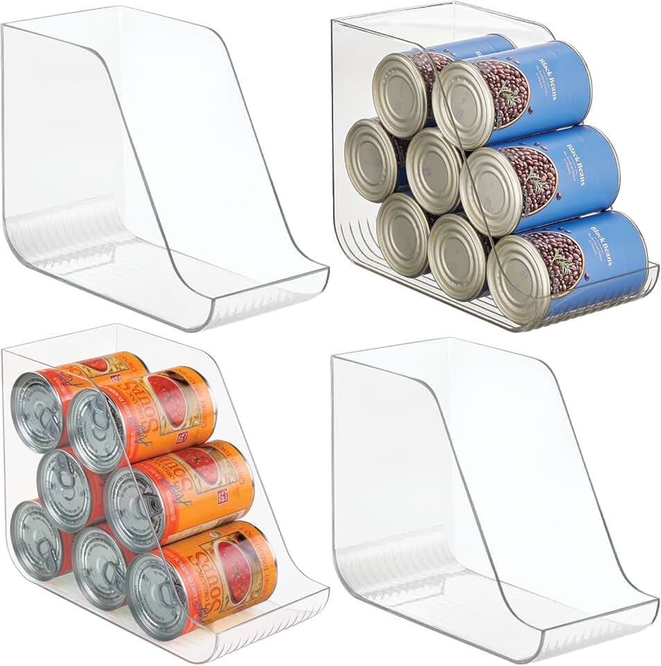 Set of four clear plastic kitchen storage bins