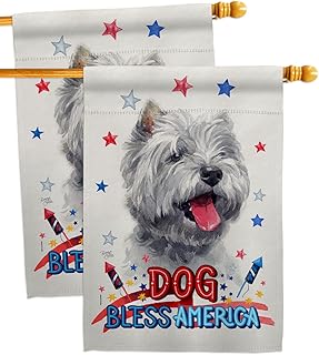 Patriotic Westie Dog House Flag Set, 2 Pieces