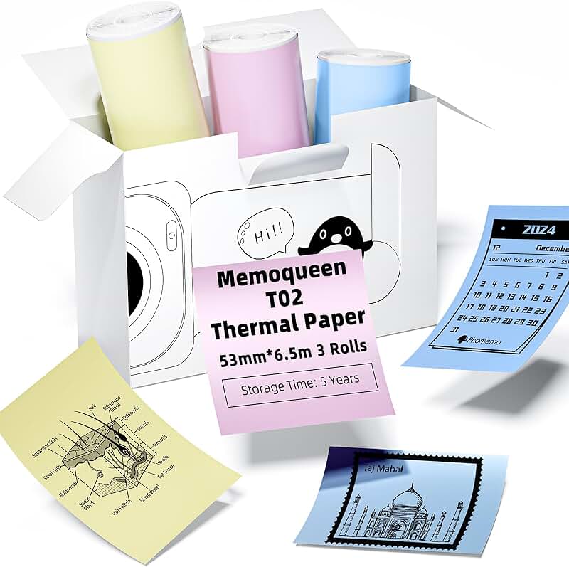 Color Thermal Paper Rolls, 2.08" x 21.3', 3 Rolls