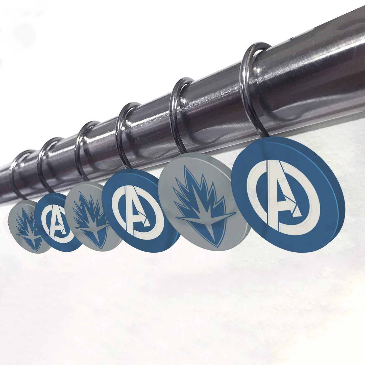 Marvel Avengers Team Shower Curtain  12-Piece Hook Set  Easy Use Official Marvel Product)