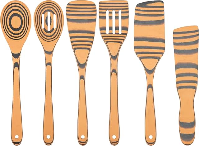 6-Piece Dishwasher Safe Wooden Cooking Utensil Set