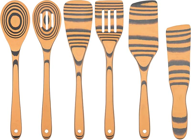 6-Piece Dishwasher Safe Wooden Cooking Utensil Set