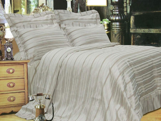 Platinum Stripe Pattern, Ultra Soft Polyester Jacquard, 250 Thread Count, Silver, Full, 8 Piece, Bedding Duvet Cover Set for Two Beds
