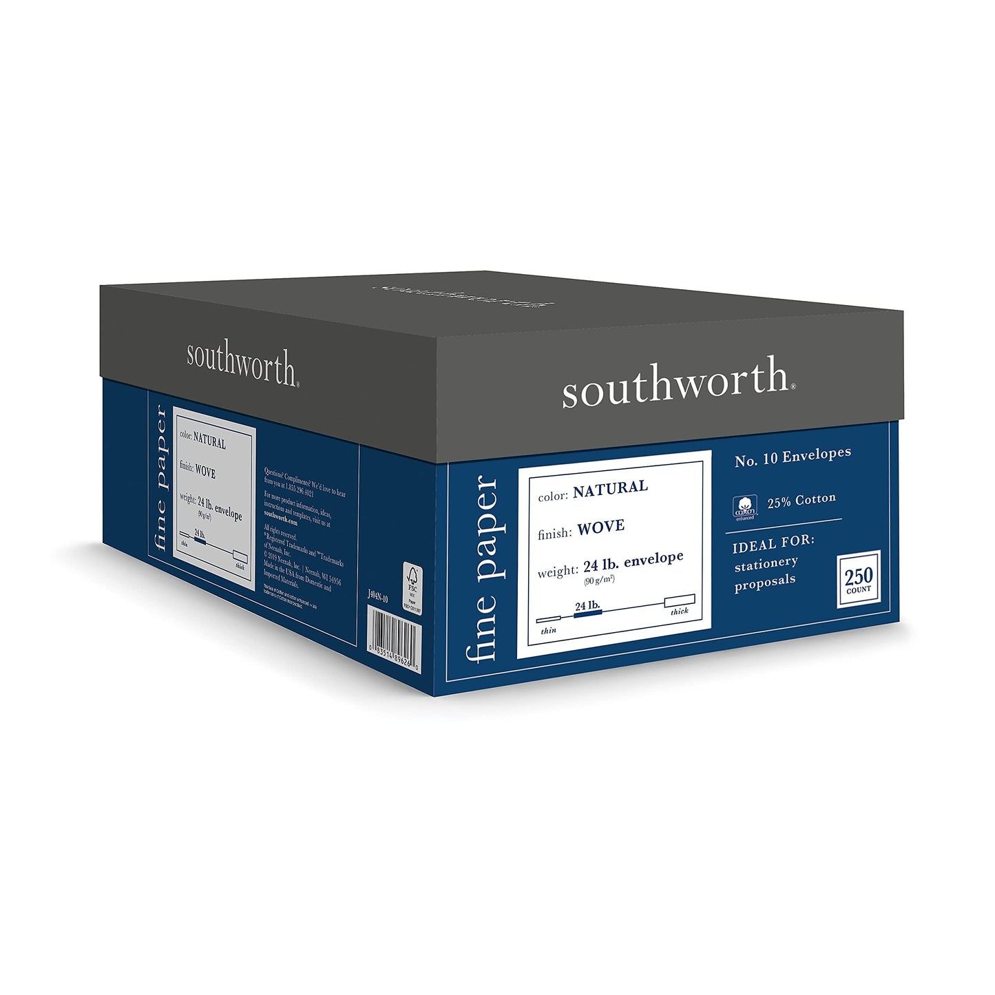 25% Cotton Business Envelope, Natural, 250 Pack