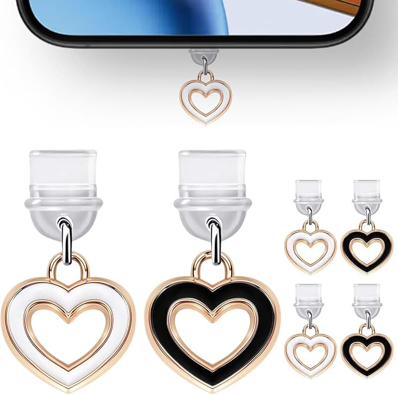 Set of six love-themed dust plug charms for phones and tablets