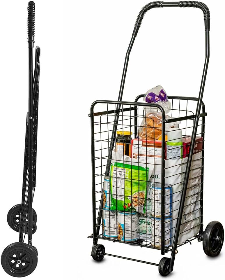 Lightweight foldable utility cart for shopping and laundry