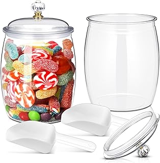 2 Pack 0.5 Gallon Clear Plastic Candy and Cookie Jars